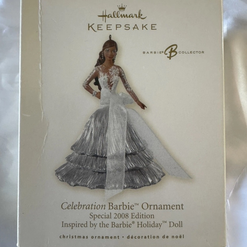 Barbie Celebration Ornament in Silver and White